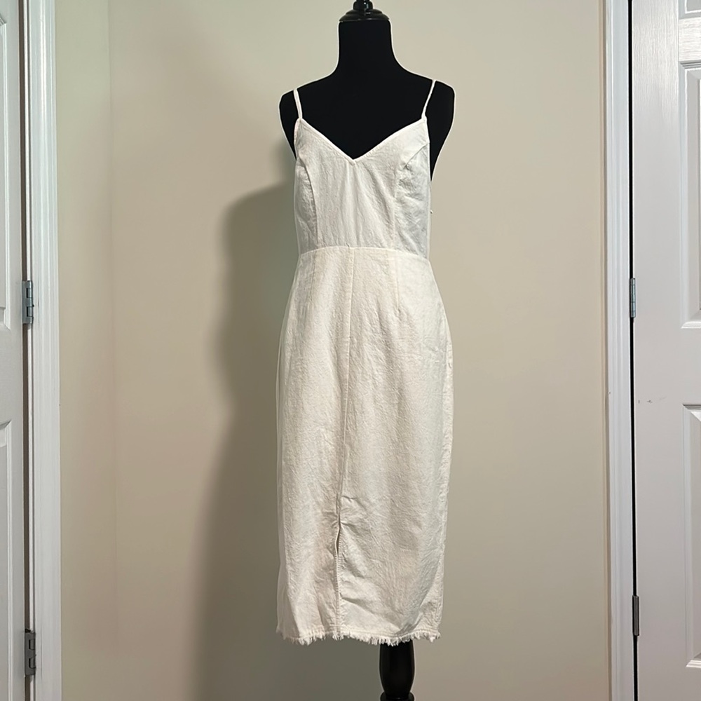 White Linen midi Dress